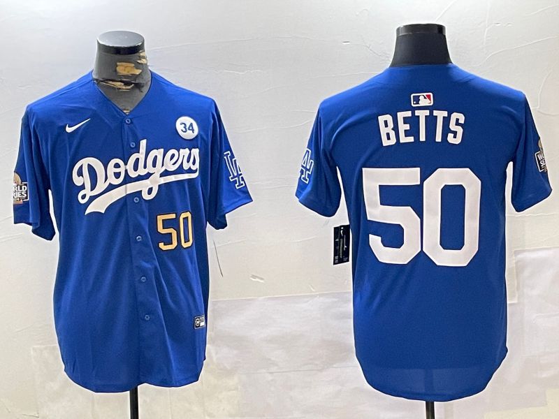 Men Los Angeles Dodgers 50 Betts Blue Game 2024 Nike MLB Jersey style 11201